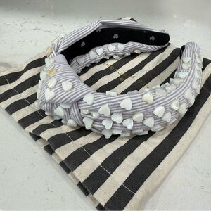 Lele Sadoughi Lavender Seersucker Mother of Pearl Heart Headband